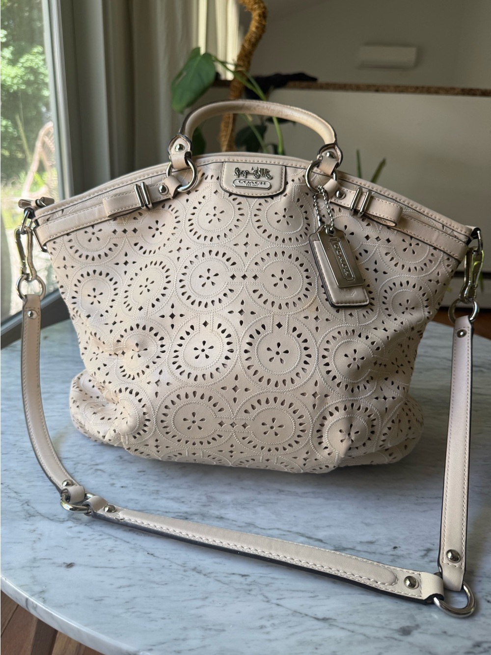COACH Laser Cut Leather Floral Madison Sophia Satchel